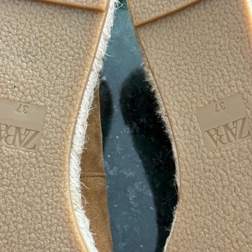 Zara NWOT Suede Lace-up Espadrilles